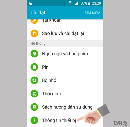Chọn thông tin thiết bị